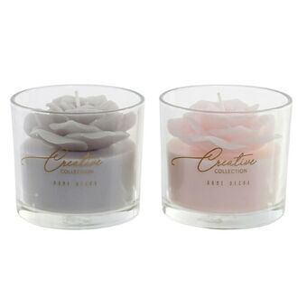 Candle DKD Home Decor Flower Shabby Chic (8 x 8 x 7.5 cm) (2 pcs)