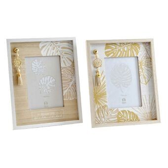 Photo frame DKD Home Decor Wood Crystal Tropical (2 pcs) (13 x 18 x 18 cm)