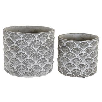 Planter DKD Home Decor ‎S3023976 Grey Cement Fan Oriental Arena (17,2 x 17,2 x 15,2 cm)