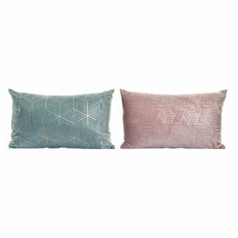 Cushion DKD Home Decor Pink Polyester Green Modern Geometric (50 x 10 x 30 cm) (2 Units)