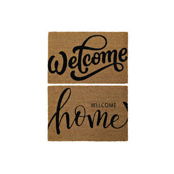 Doormat DKD Home Decor Welcome Brown Black PVC Coconut (2 pcs) (60 x 40 x 1.5 cm)