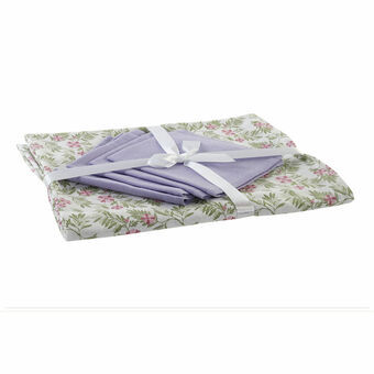 Tablecloth and napkins DKD Home Decor White Green 150 x 150 x 0,5 cm