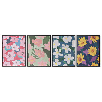 Painting DKD Home Decor Flowers (45 x 2.5 x 60 cm) (4 pcs)