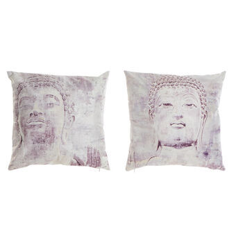 Cushion DKD Home Decor Beige Buddha Polyester Aluminium Oriental (45 x 10 x 45 cm) (2 Units)