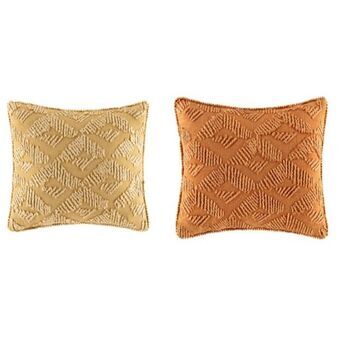 Cushion DKD Home Decor Orange Cotton Yellow (45 x 10 x 45 cm) (2 pcs)