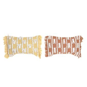 Cushion DKD Home Decor Orange Polyester Cotton Yellow (50 x 10 x 30 cm) (2 Units)