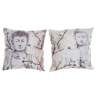 Cushion DKD Home Decor Grey Buddha Polyester Aluminium Oriental (45 x 10 x 45 cm) (2 Units)