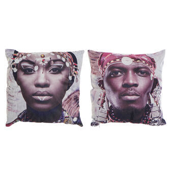 Cushion DKD Home Decor Polyester Aluminium Multicolour Colonial (45 x 10 x 45 cm) (2 Units)