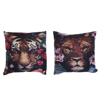 Cushion DKD Home Decor Polyester Aluminium Multicolour Colonial (45 x 10 x 45 cm) (2 Units)