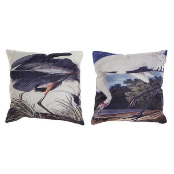 Cushion DKD Home Decor Polyester Aluminium Multicolour Bird Oriental (45 x 10 x 45 cm) (2 Units)