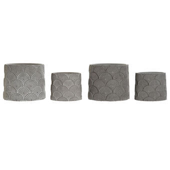 Set of pots DKD Home Decor ‎S3023996 Grey Cement White Fan Oriental (2 Units) (18 x 18 x 15 cm)