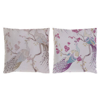 Cushion DKD Home Decor S3027399 Polyester Aluminium Multicolour Microfibre Oriental Peacock (40 x 10 x 40 cm) (2 Units)