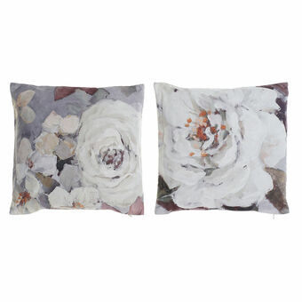 Cushion DKD Home Decor S3027412 Polyester Linen Aluminium Multicolour Shabby Chic (45 x 10 x 45 cm) (2 Units)