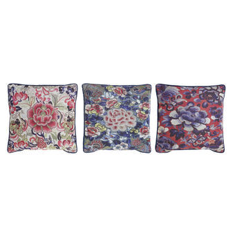 Cushion DKD Home Decor S3027417 Polyester Linen Aluminium Multicolour Shabby Chic (45 x 10 x 45 cm) (3) (3 Units)