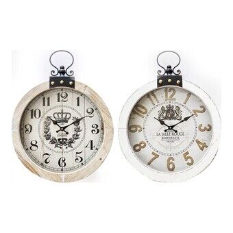 Wall Clock DKD Home Decor Brown White Iron MDF Wood (40 x 5 x 54 cm) (2 pcs)