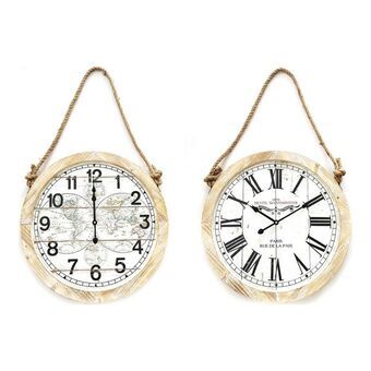 Wall Clock DKD Home Decor Rope White MDF Wood (2 pcs) (50 x 4 x 50 cm)