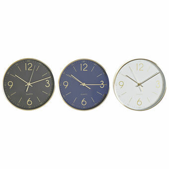 Wall Clock DKD Home Decor Black Blue Aluminium White (25 x 4.2 x 25 cm) (3 pcs)