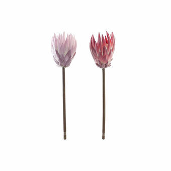 Decorative Flower DKD Home Decor Pink Polyethylene Fuchsia Iron (2 pcs) (15 x 15 x 60 cm)