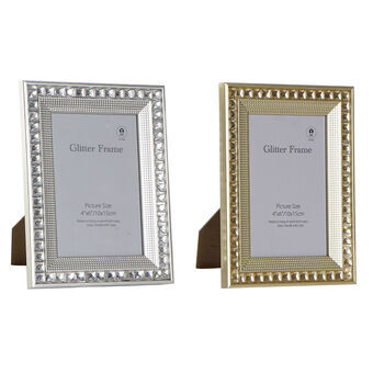 Photo frame DKD Home Decor Crystal Silver Golden PS (15 x 1,5 x 21 cm) (2 Units)