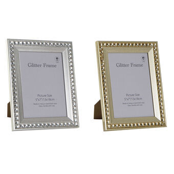 Photo frame DKD Home Decor Crystal Silver Golden PS (18 x 1,5 x 23 cm) (2 Units)