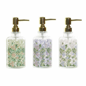 Soap Dispenser DKD Home Decor Blue Green Grey Pink Plastic Crystal Shabby Chic (3 pcs) (7.5 x 7.5 x 20 cm)