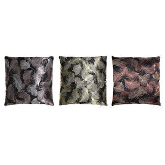 Cushion DKD Home Decor Feathers Pink Polyester Copper Aluminium Yellow Jacquard (45 x 10 x 45 cm) (3) (3 Units)