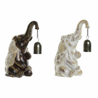 Decorative Figure DKD Home Decor Elephant Metal Brown White Resin (16 x 12 x 22.5 cm) (2 pcs)