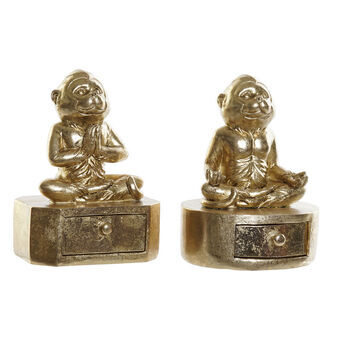 Decorative Figure DKD Home Decor Golden Resin Monkey (11 x 10.6 x 14.8 cm) (2 pcs)