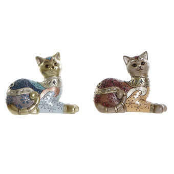 Decorative Figure DKD Home Decor Resin Cat (17 x 8 x 14 cm) (2 pcs)