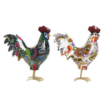 Decorative Figure DKD Home Decor Metal Resin Rooster (2 pcs) (15 x 5 x 17 cm)