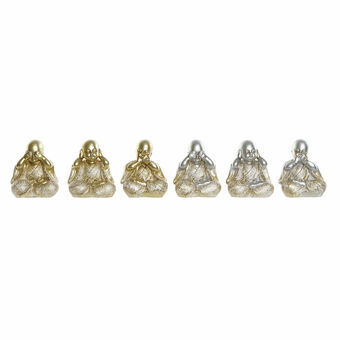 Decorative Figure DKD Home Decor Golden Silver Monk Oriental 10,5 x 6 x 12 cm (6 Pieces)