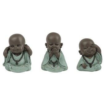 Decorative Figure DKD Home Decor Green Resin Monk (5.5 x 5.5 x 6.7 cm) (3 pcs)