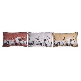 Cushion DKD Home Decor Red Polyester Aluminium White Yellow Oriental (50 x 15 x 30 cm) (3) (3 Units)