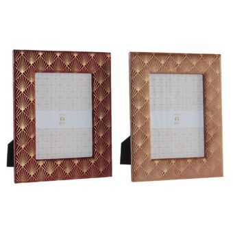 Photo frame DKD Home Decor Purple Pink Golden Wood Polyester (23 x 2 x 28 cm) (2 Units)