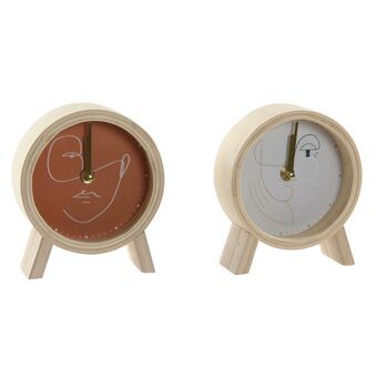 Table clock DKD Home Decor Face Wood (13 x 5 x 15 cm) (2 Units)