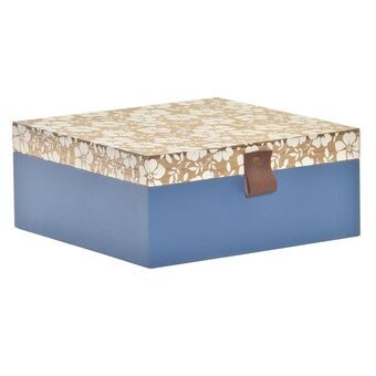 Decorative box DKD Home Decor Natural Blue MDF (21 x 21 x 9 cm)