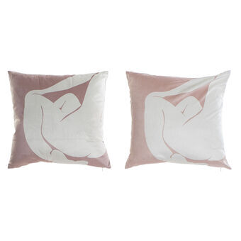 Cushion DKD Home Decor Lilac Polyester Aluminium White (2 Units) (45 x 5 x 45 cm)