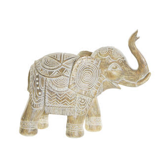 Decorative Figure DKD Home Decor Elephant Natural Resin (18 x 8 x 15 cm)