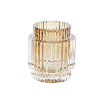 Candleholder DKD Home Decor Crystal Amber (7 x 7 x 8 cm)