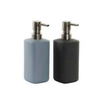 Soap Dispenser DKD Home Decor Dark grey Light grey ABS Stoneware (7 x 7 x 19 cm) (2 pcs)