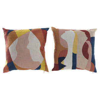 Cushion DKD Home Decor Abstract Polyester Cotton Aluminium Multicolour (45 x 10 x 45 cm) (2 Units)