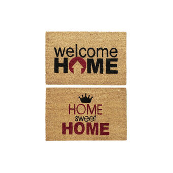 Doormat DKD Home Decor Red Black Brown Rubber 2 Units Coconut Fibre (60 x 40 x 0,5 cm)