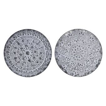 Wall Decoration DKD Home Decor Grey Metal White Iron Mandala Arab (2 Units) (60 x 2 x 60 cm)