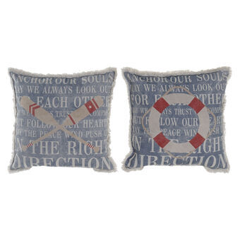 Cushion DKD Home Decor Red Blue Polyester Cotton Sailor (45 x 10 x 45 cm) (2 Units)