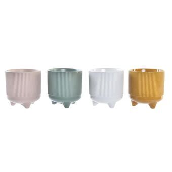 Planter DKD Home Decor Stoneware 4 Units (13,3 x 13,3 x 14 cm)