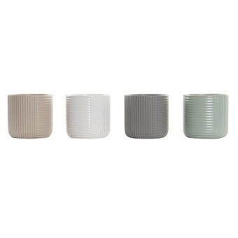 Planter DKD Home Decor Grey Beige White Green Stoneware (14 x 14 x 13 cm) (4 Units)