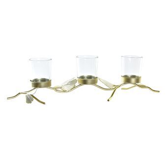 Candleholder DKD Home Decor Champagne Crystal Metal Ginkgo (40 x 12 x 10 cm)