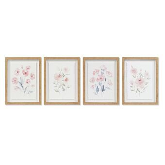 Painting DKD Home Decor Flowers (30 x 2,5 x 40 cm) (4 Units)