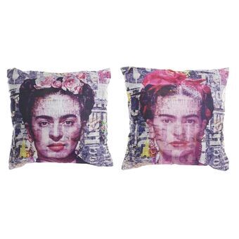 Cushion DKD Home Decor Polyester Aluminium Multicolour Modern Frida (45 x 10 x 45 cm) (2 Units)