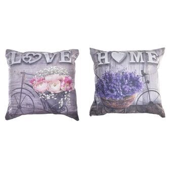 Cushion DKD Home Decor Grey Bicycle Pink Lilac Polyester Aluminium Shabby Chic (45 x 10 x 45 cm) (2 Units)